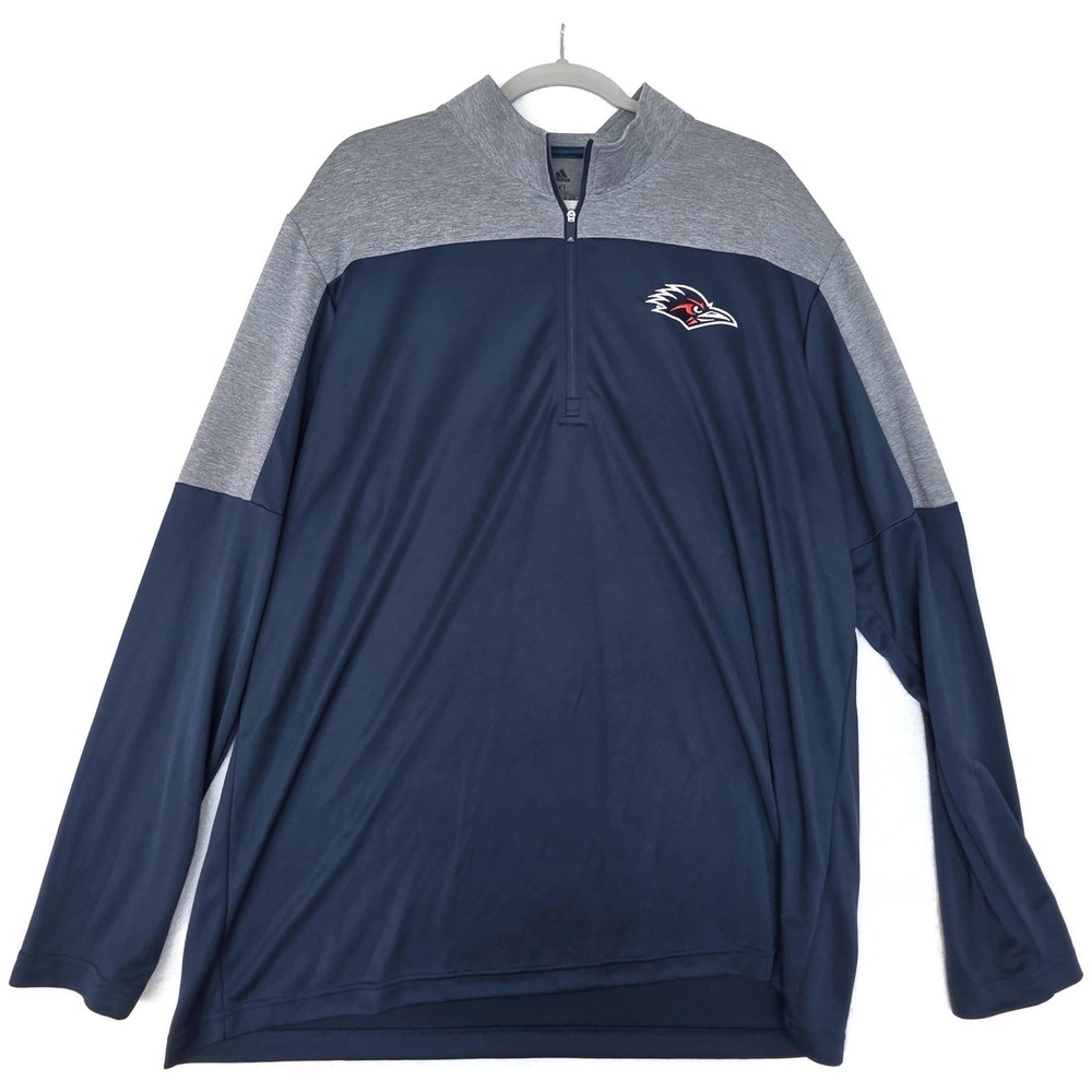 UTSA Roadrunners Shirt Mens 2XL Navy Gray NCAA College Adidas Quarter Zip